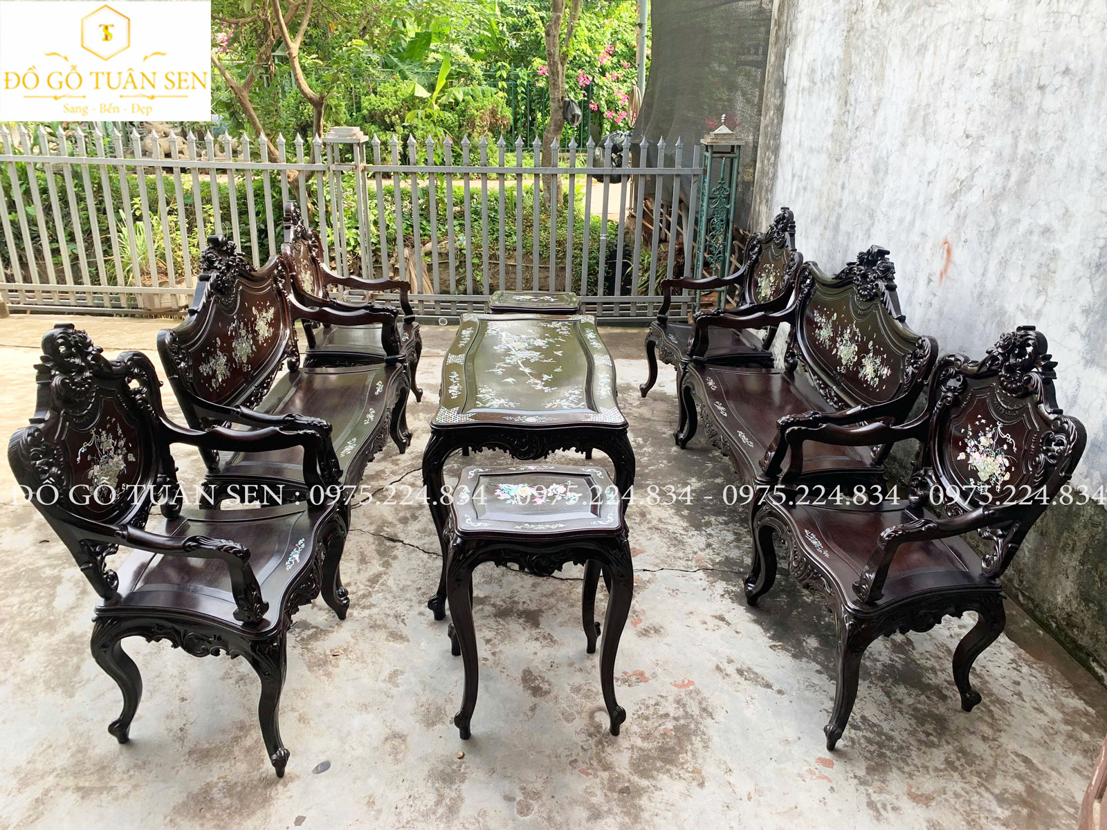 thông tin Bộ Ghế Louis Gỗ Gụ Khảm Ốc No2 